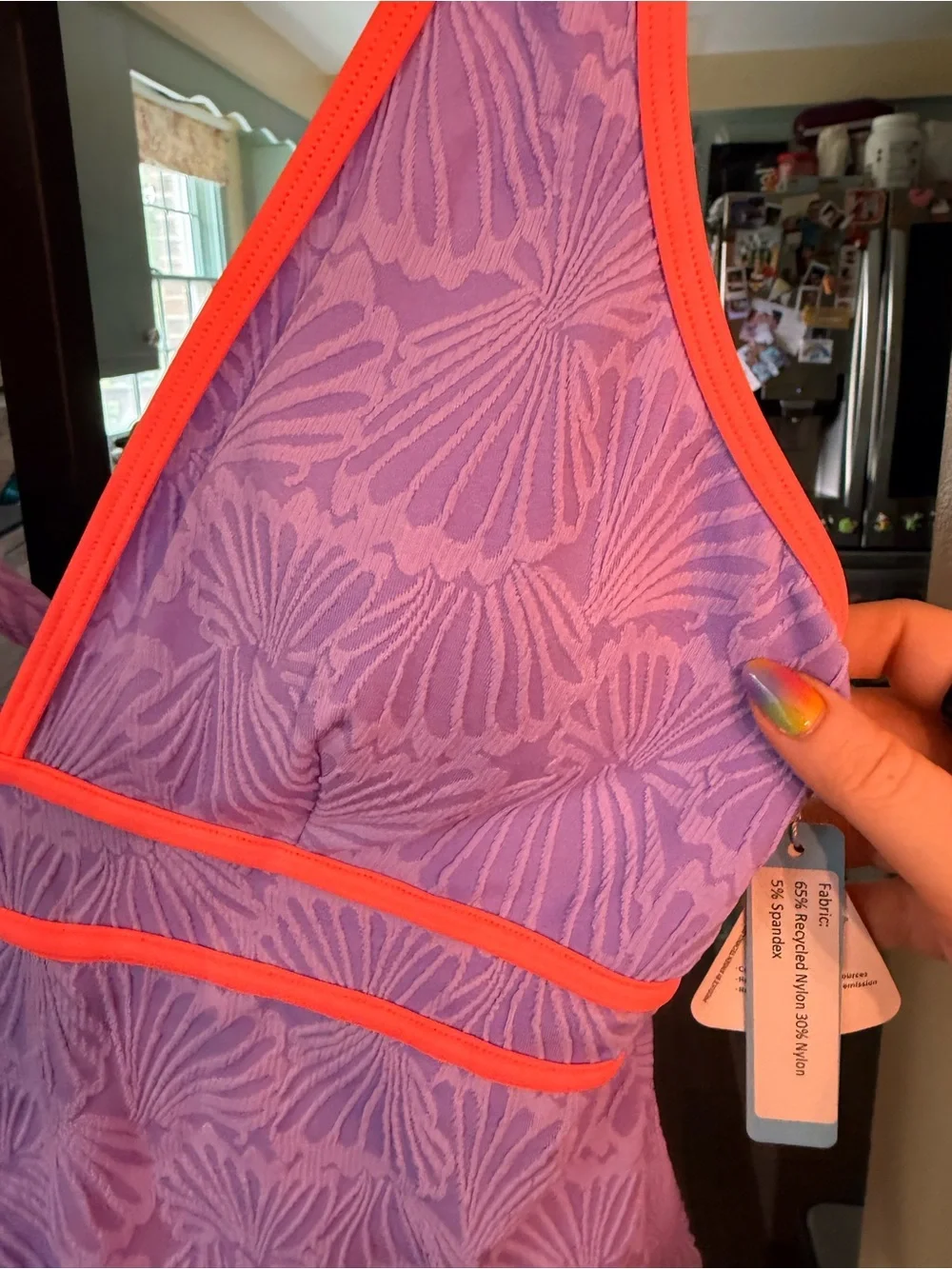 Popvil Color Block Clam Shell One Piece Swimsuit Purple, size XL NWT